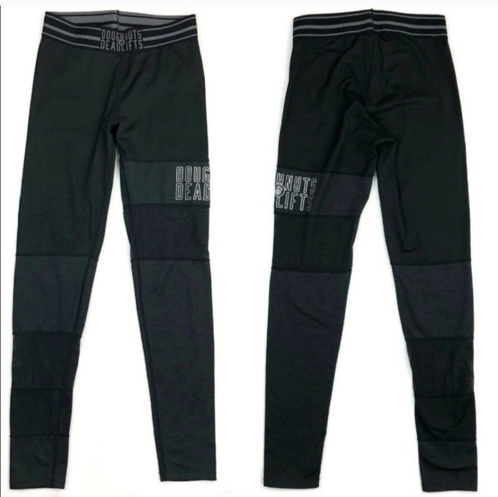 Doughnuts & Deadlifts Black Logo Perform Mesh Leggings XS